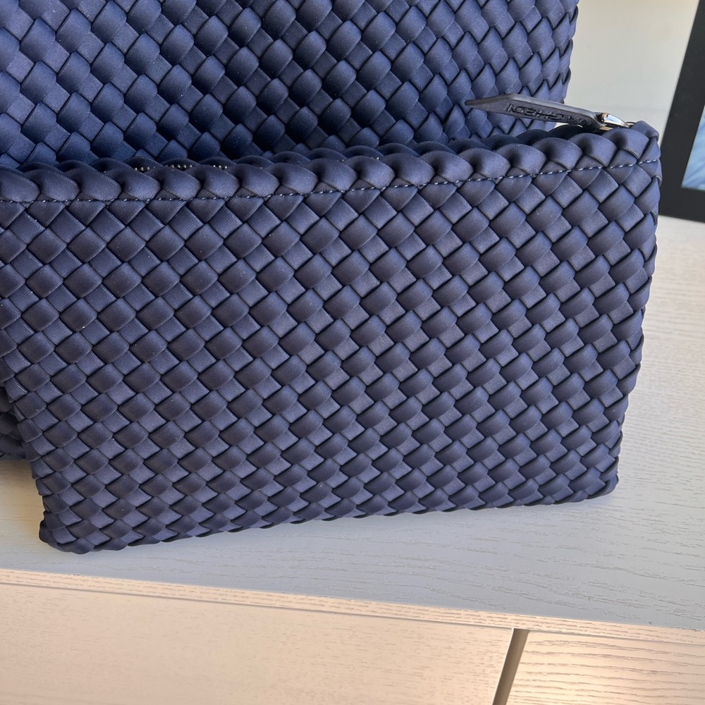 Naghedi Navy Woven Tote NWT - Picture 9 of 14